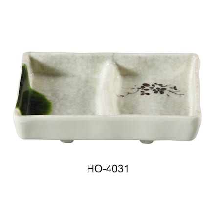 Yanco Honda Divided Sauce Dish - Double - Melamine, Multi Color, 5 x 3.5 in., 48PK HO-4031